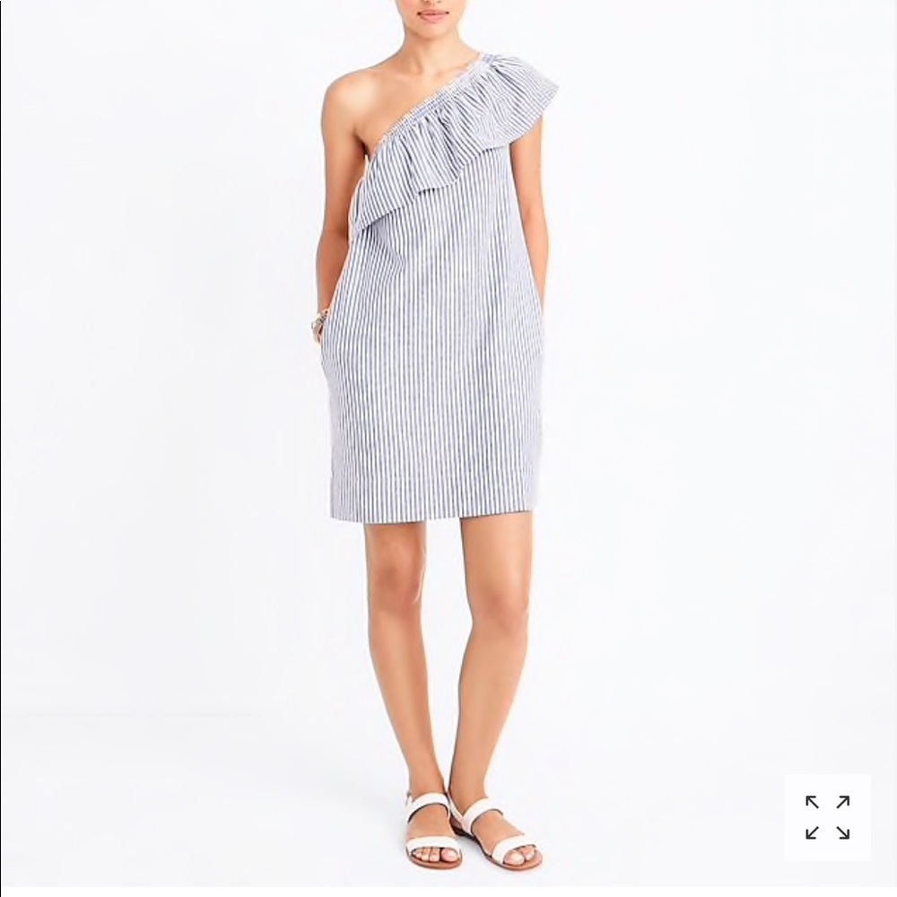 JCrew Factory Striped One Shoulder Dress NWT